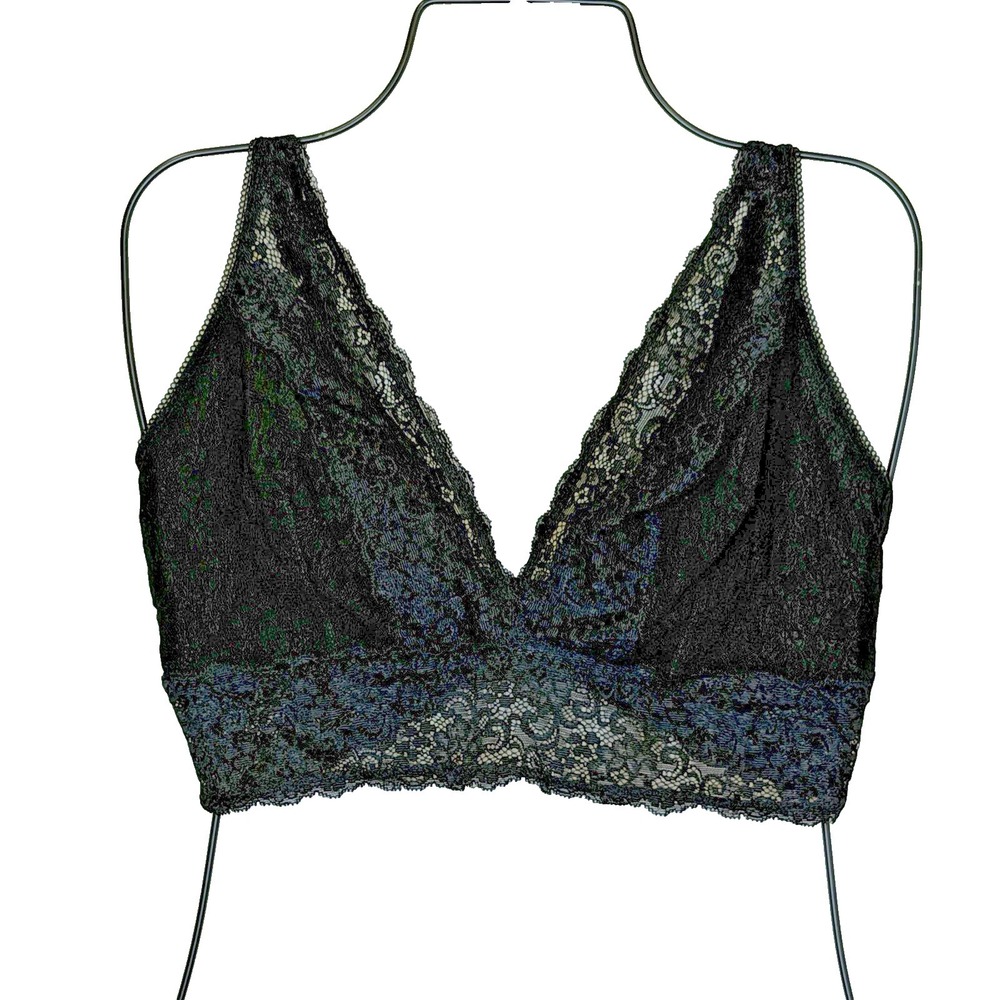 Soma Bralette Lace Plunge Womens Bra Sz XL Black Lace Wireless Adjustable Straps